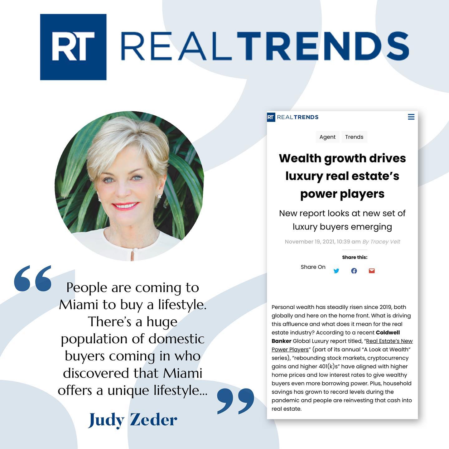 Real Trends - Judy Zeder-Luxury Real Estate power players