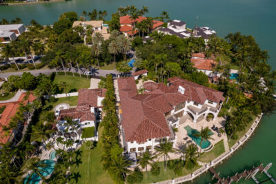 Indian Creek Island luxury home for sale aerial view