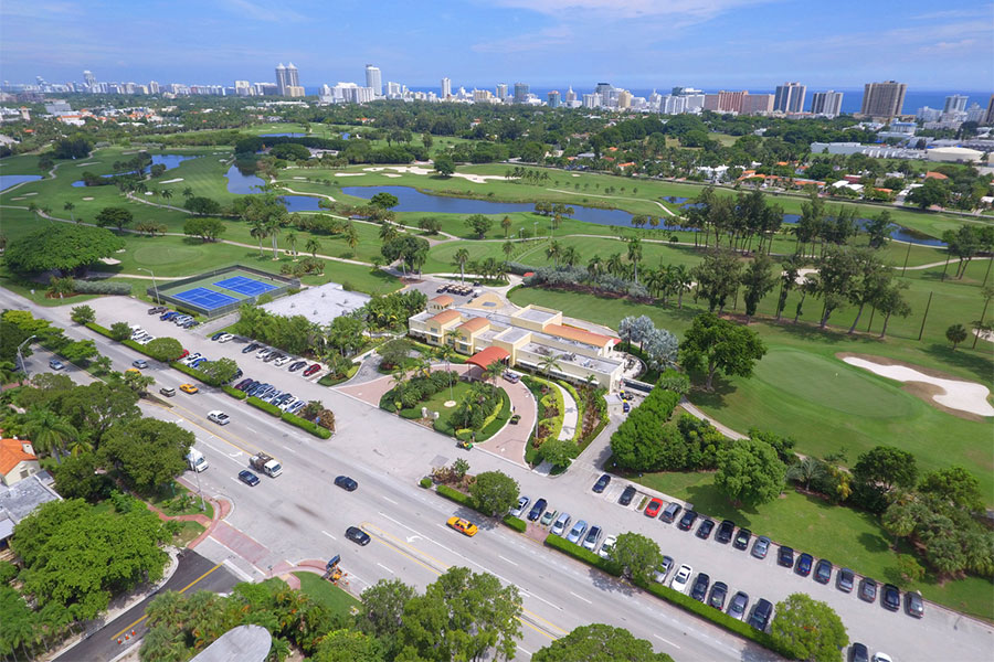 Golf Course Club in Miami aerial shot